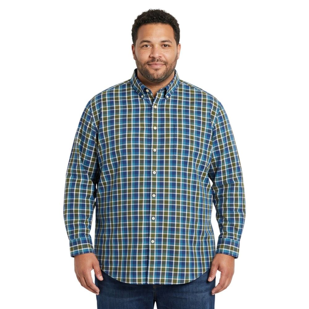 Roundtree Yorke 4XT Blue Green Plaid Shirt